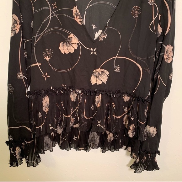 Chelsea28 Long Sleeve V-Neck Blouse Black Floral - Picture 6 of 12